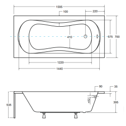 Wanna akrylowa BESCO Aria Plus 160x70 czarna z zestawem montażowym