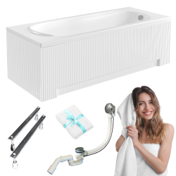 Elegancka Wanna Akrylowa Besco Bona 180x80 cm z Antybakteryjną Powłoką i Zestawem Montażowym