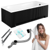 Besco Aria Wanna Akrylowa 160x70 Czarna z Syfonem
