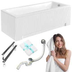 Wanna akrylowa Besco Optima 150x70 z syfonem i stelażem