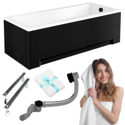 Wanna Akrylowa BESCO Optima 150x70 Czarna z Syfonem Automatycznym