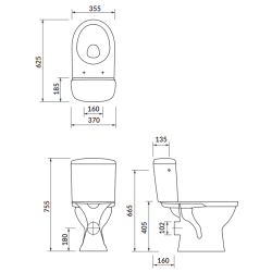 WC Kompakt Merida Poziomy z Antybakteryjną Deską i Oszczędnym Systemem Spłukiwania