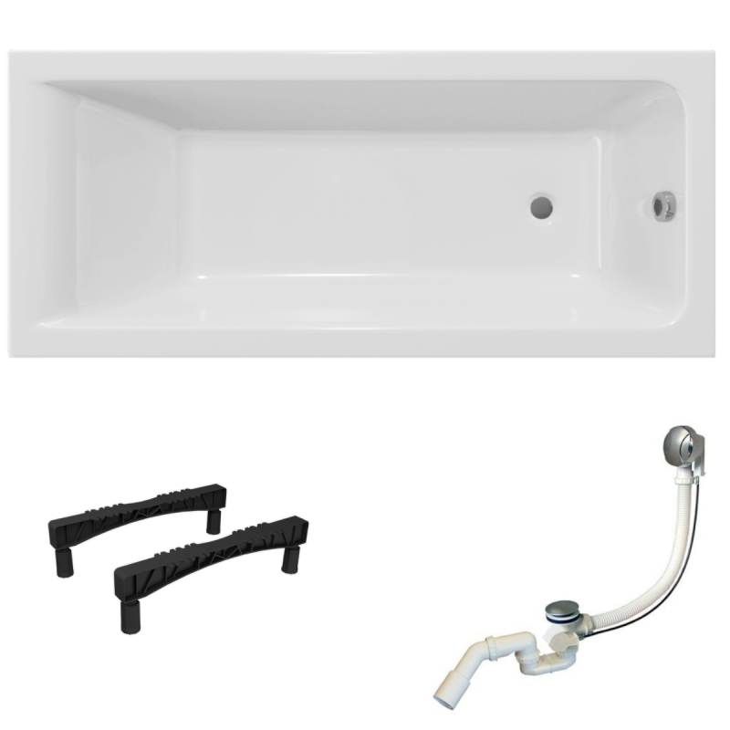 Nowoczesna wanna prostokątna EXCELLENT Savia 150x70, nogi i syfon w zestawie!