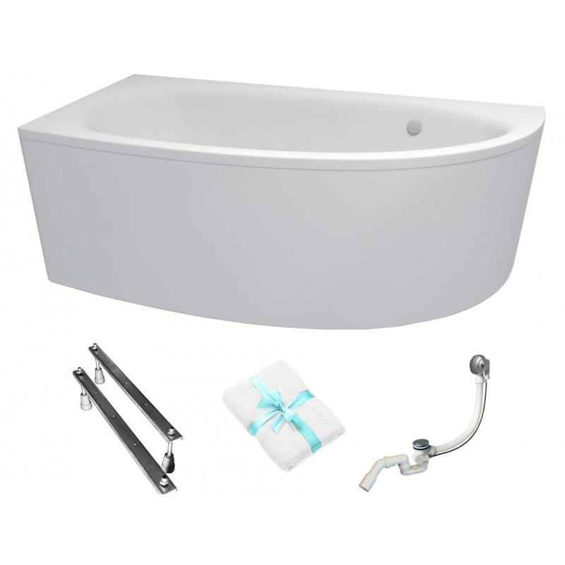 Elegancka Wanna MILENA 150x70 Lewa BESCO z Automatycznym Syfonem i Obudową!