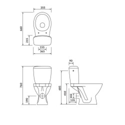 CERSANIT Kaskada WC Kompakt z Deską i Energooszczędnym Spłukiwaniem 3/6L