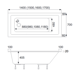 Ekskluzywna Wanna KRONOS SLIM 170x70 Czarny Mat z Syfonem - Nowoczesny Styl i Komfort