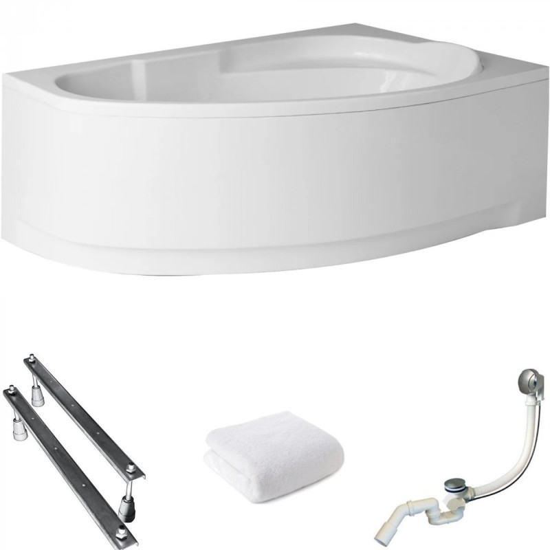 Polimat Wanna Narożna Marea 160x100 Prawa z Syfonem i Obudową – Komfort i Styl w Twojej Łazience!