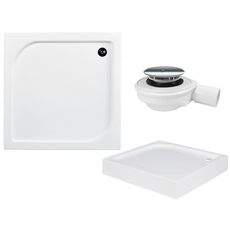 Oskar by Besco - Kompaktowy Brodzik Kwadratowy 70x70 cm z Powłoką Antybakteryjną