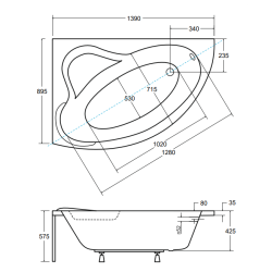 Wanna akrylowa BESCO Ada 140x90 Lewa + zestaw montażowy