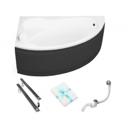 Stylowa Wanna Akrylowa BESCO Ada Lewa 140x90 cm z Syfonem i Obudową