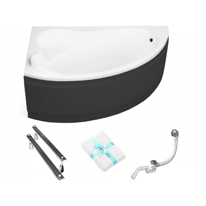 Stylowa Wanna Akrylowa BESCO Ada Lewa 140x90 cm z Syfonem i Obudową