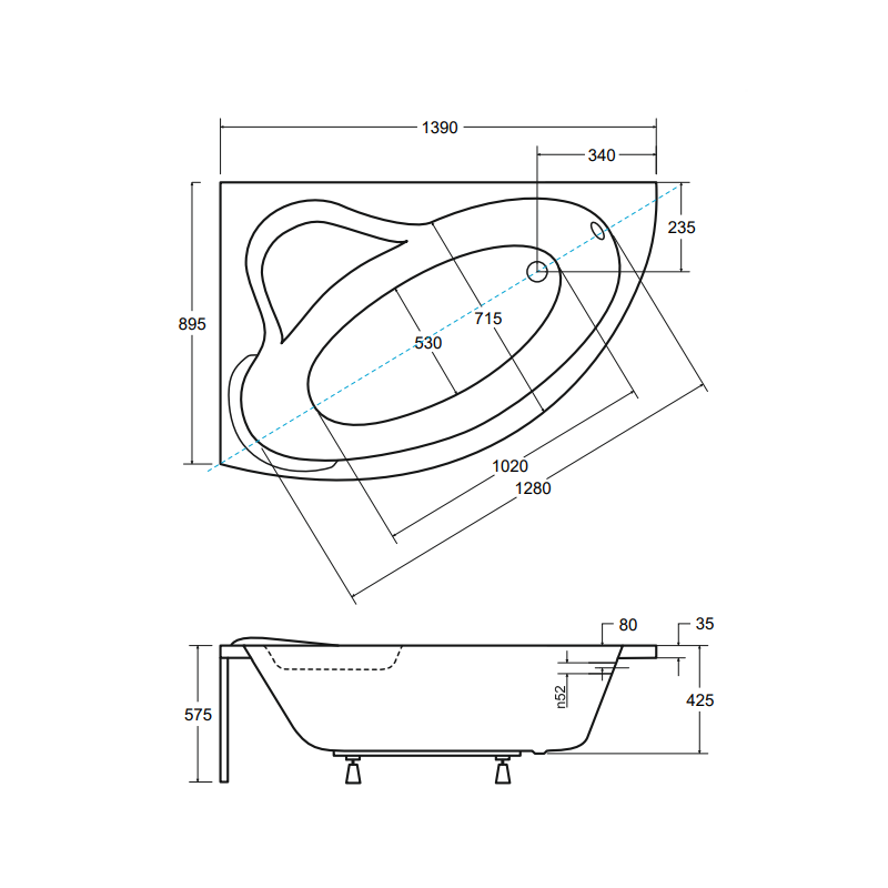 Stylowa Wanna Akrylowa BESCO Ada Lewa 140x90 cm z Syfonem i Obudową