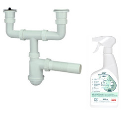 Zestaw Syfon Zlewozmywakowy 2-komorowy + Ekologiczny Ocet w Żelu Gratis