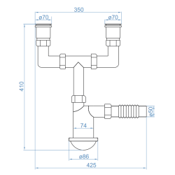 Zestaw Syfon Zlewozmywakowy 2-komorowy + Ekologiczny Ocet w Żelu Gratis