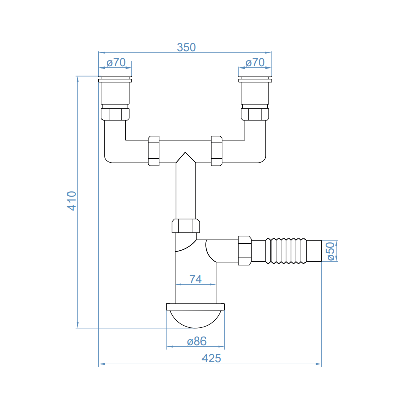 Zestaw Syfon Zlewozmywakowy 2-komorowy + Ekologiczny Ocet w Żelu Gratis
