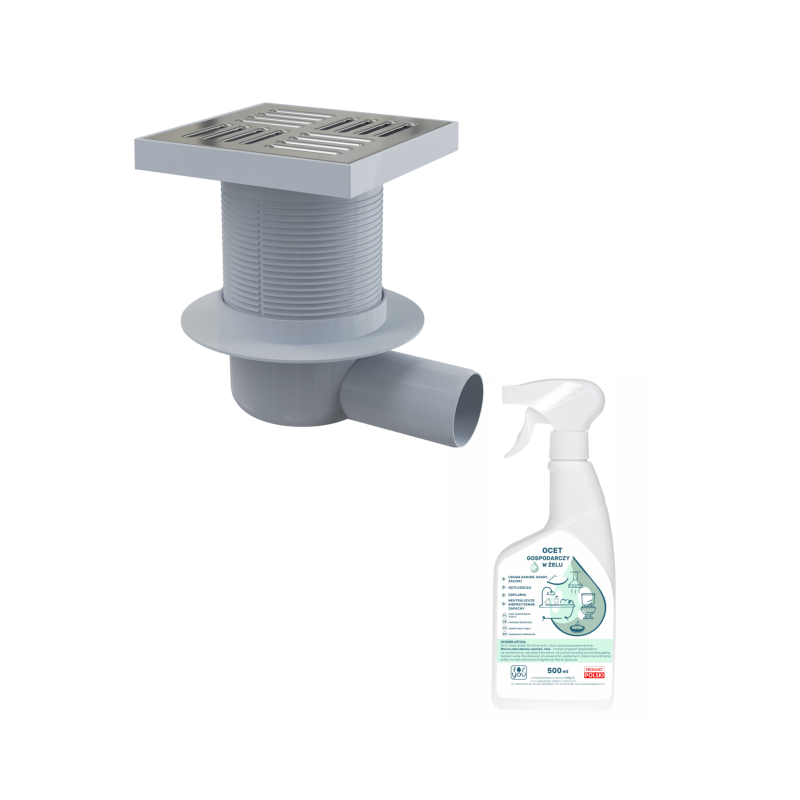 Innowacyjna kratka ściekowa 150×150 mm z odpływem bocznym + ocet żelowy jako gratis!