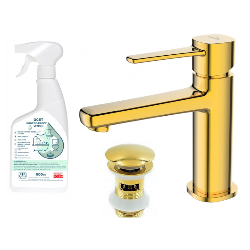Złota Bateria Umywalkowa GLAMOUR + Ocet Gospodarczy GRATIS - Ekskluzywny Styl i Czystość