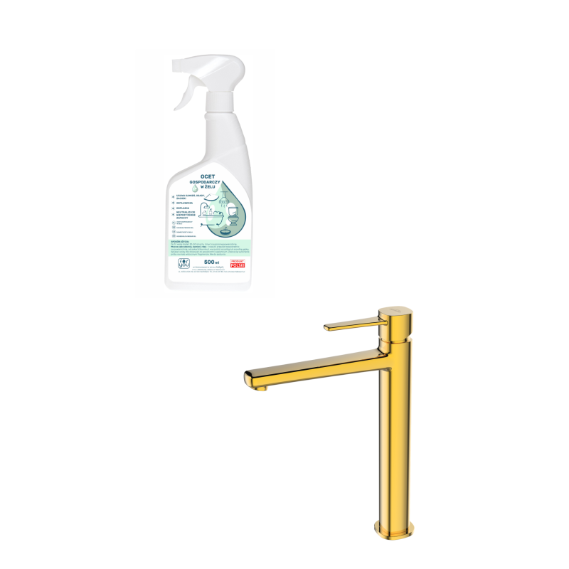 Invena GLAMOUR Gold - Wysoka Bateria Umywalkowa + Ocet w żelu GRATIS