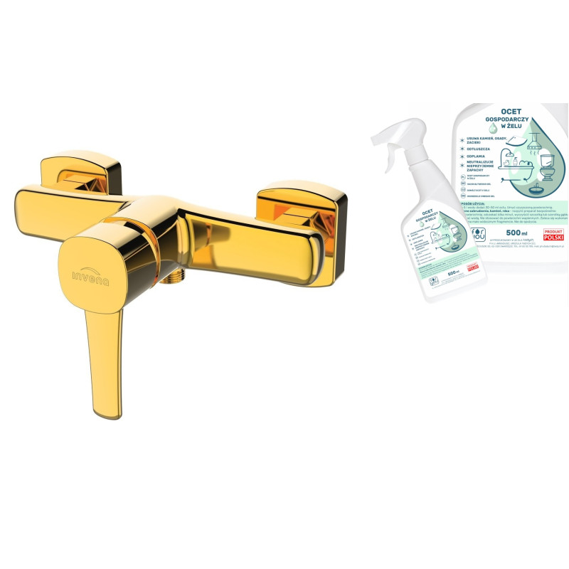 Złota Bateria Prysznicowa Invena GLAMOUR + Gratis Ekologiczny Ocet w Żelu