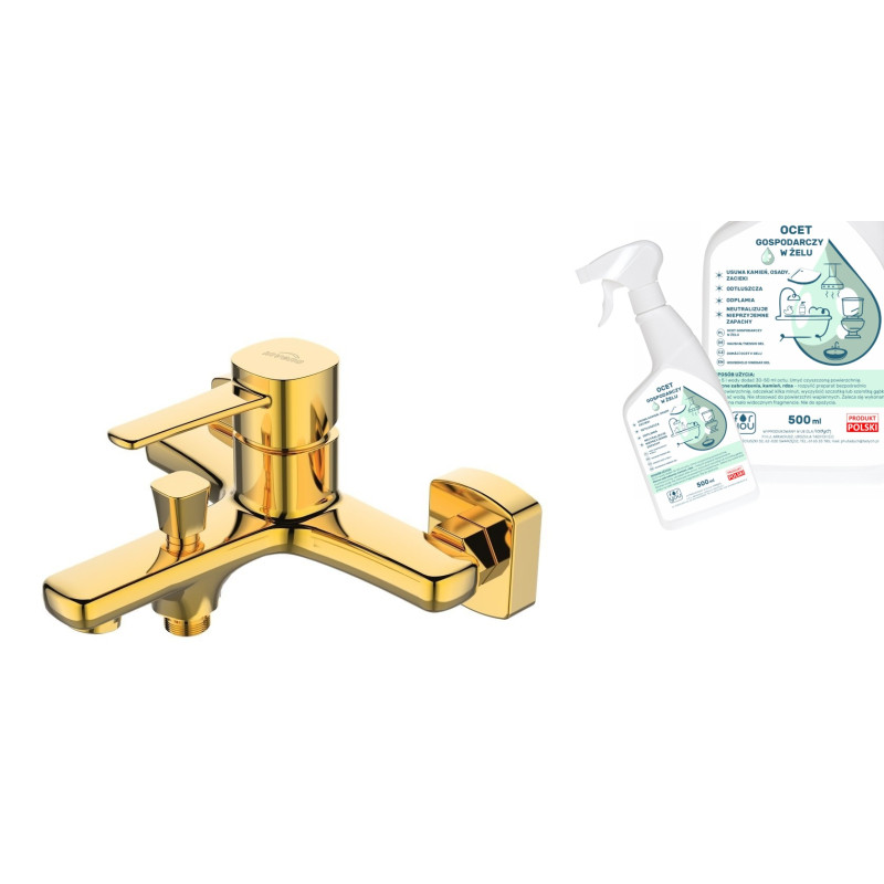 Luksusowa złota bateria wannowa Glamour + gratis ocet czyszczący w żelu