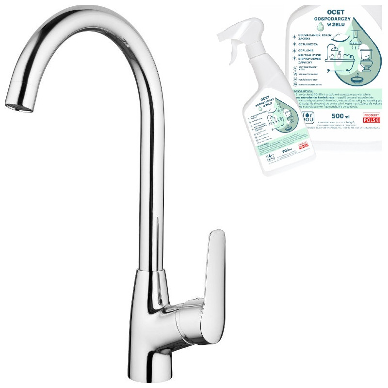 Stylowa Bateria DEANTE BORO chrom z funkcją oszczędzania wody i gratis ocet w żelu!