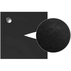 Polimat Brodzik kwadratowy posadzkowy Geos 90x90 czarny struktura kamienia z Syfonem