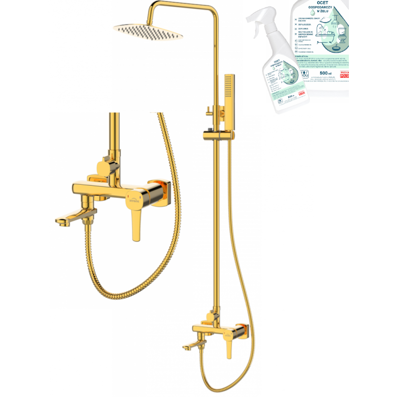 Złota deszczownica Glamour z ruchomą wylewką + gratis ocet do czyszczenia