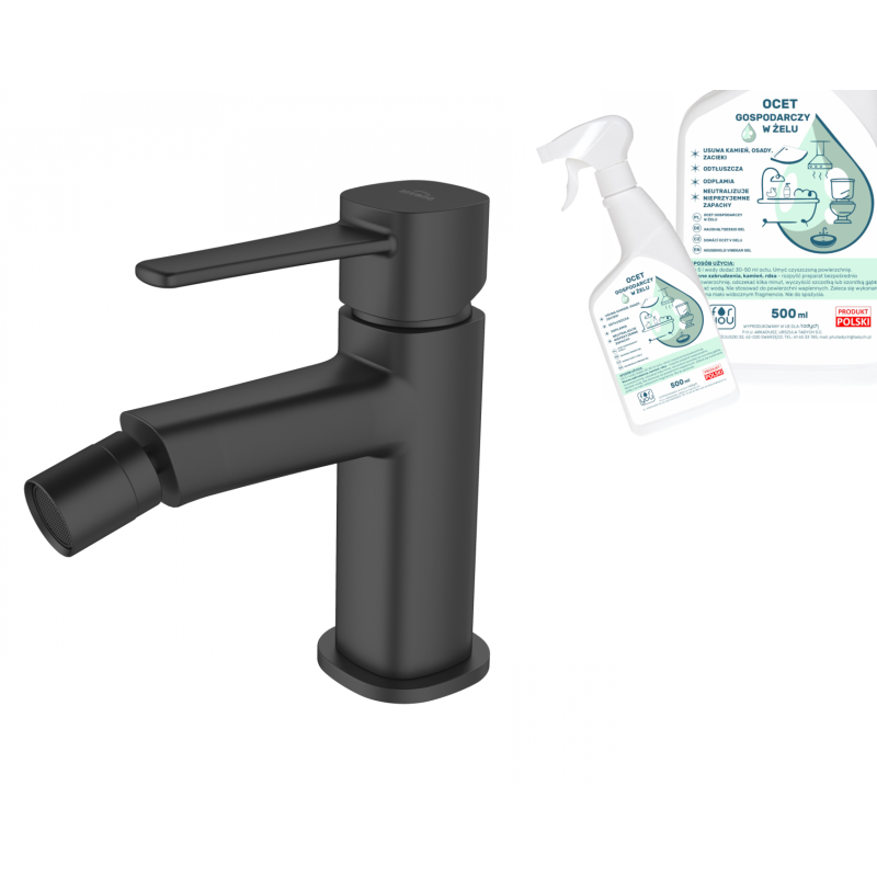 Czarna bateria bidetowa Glamour z oszczędnym perlatorem + ocet gospodarczy w prezencie