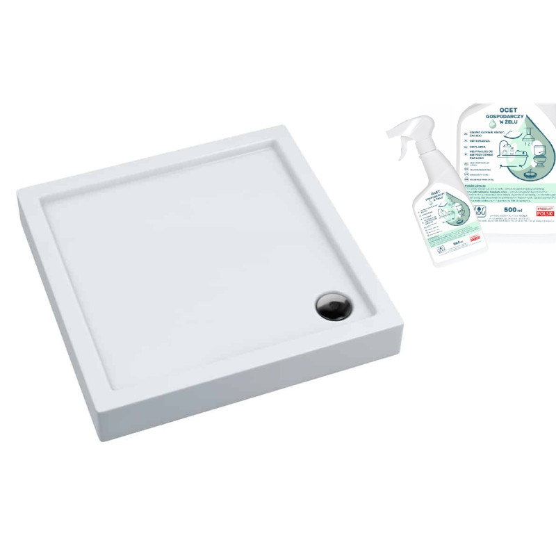 Kronos PLUS 80x80x14 - Elegancki Brodzik z Antybakteryjną Powłoką + Gratis Ocet w Żelu