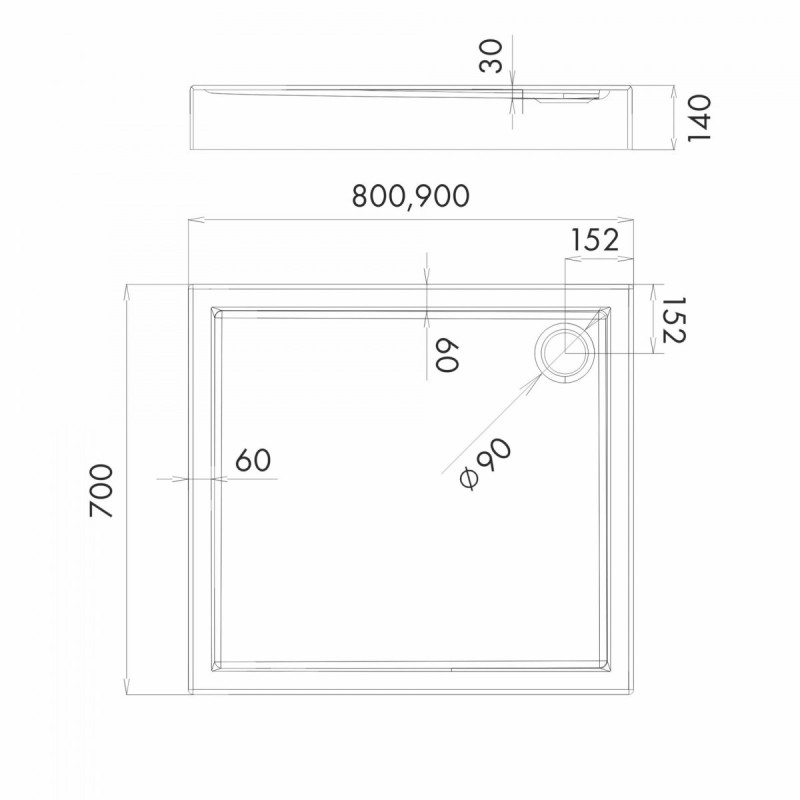 Kronos PLUS Brodzik Rectangular 80x70 – Nowoczesny Design z Gratis Preparatem do Czyszczenia