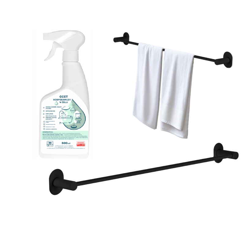 Stylowy Wieszak na Ręcznik MIRI 61cm Czarny + Gratis Ocet w Żelu