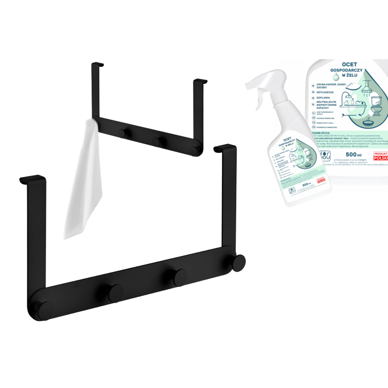 Elegancki Czarny Wieszak LAVEO MIRI na Kabinę Prysznicową z Gratisowym Żelem Czystości