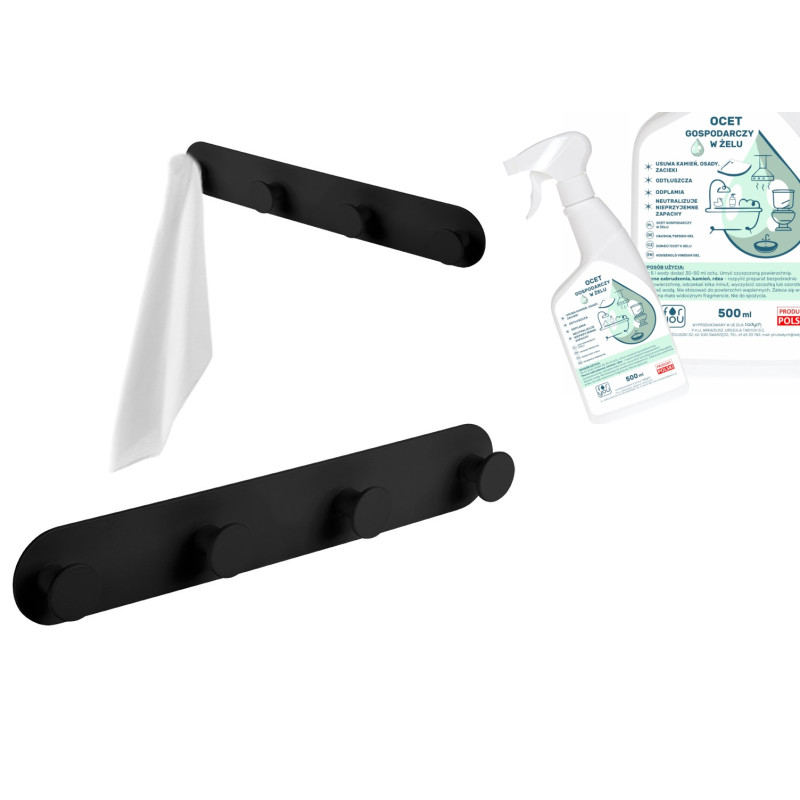 Wieszak LAVEO MIRI 4x Czarny Mat + Gratis Ekologiczny Żel Czyszczący