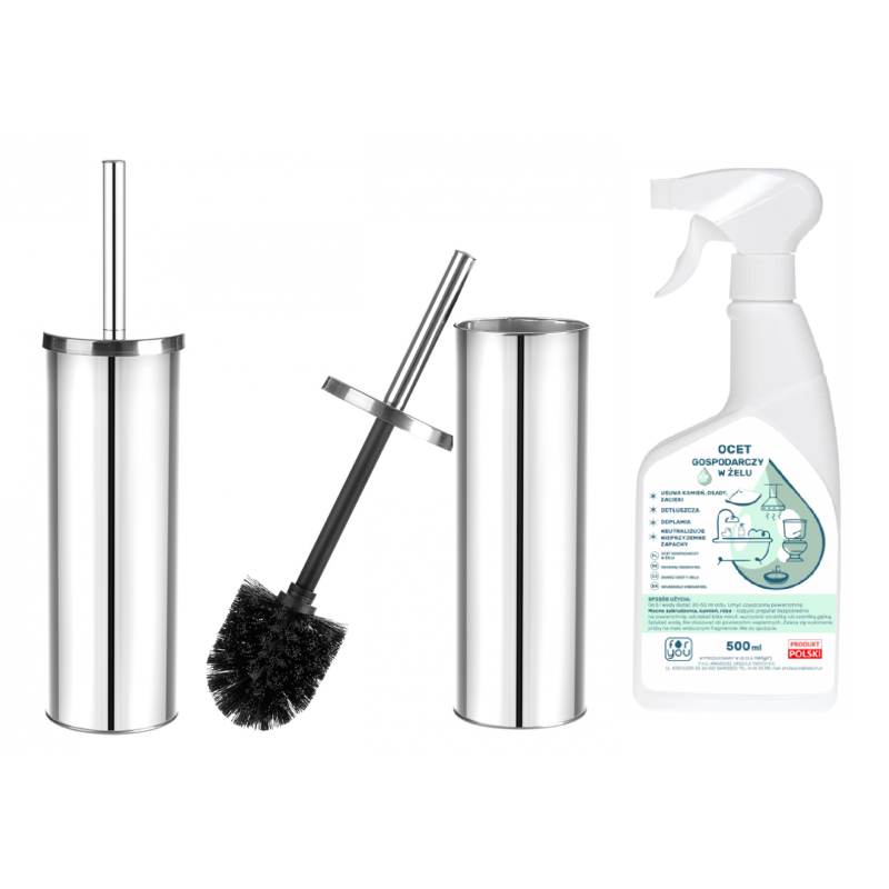 Elegancka szczotka WC LAVEO MIRI - Chromowane wykończenie + Ocet gospodarczy w żelu gratis