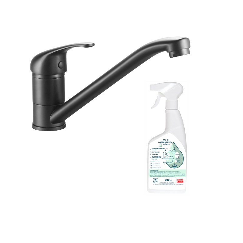 Mitris Black Bateria z obrotową wylewką + gratis ocet w żelu - idealne połączenie dla Twojej kuchni!