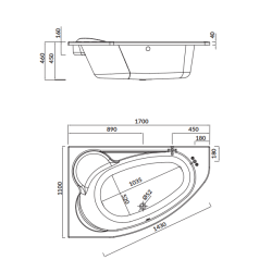 Cersanit KALIOPE 170x110 LEWA - Elegancka wanna z akrylu + gratisowy ręcznik!