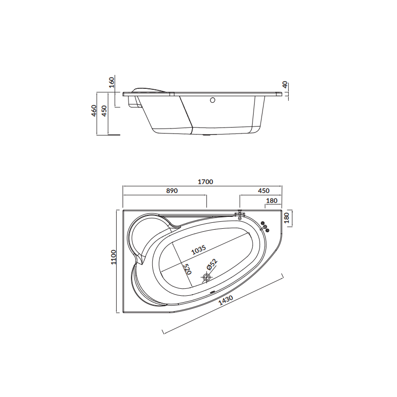 Cersanit KALIOPE 170x110 LEWA - Elegancka wanna z akrylu + gratisowy ręcznik!