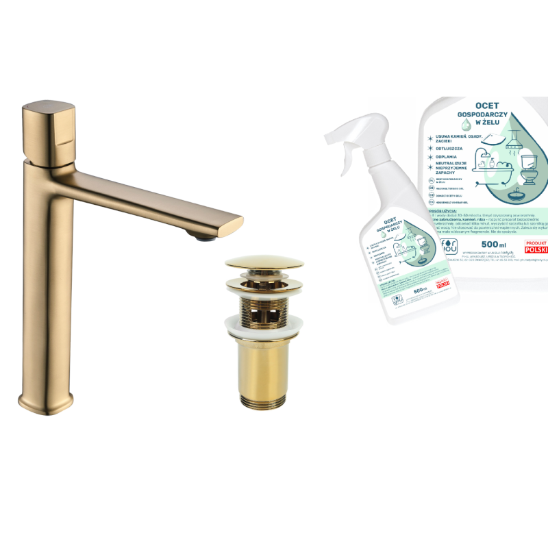 Luksusowa Bateria Nablatowa LAVEO Tores Złote Elegancja + Ocet Gospodarczy w Żelu Gratis