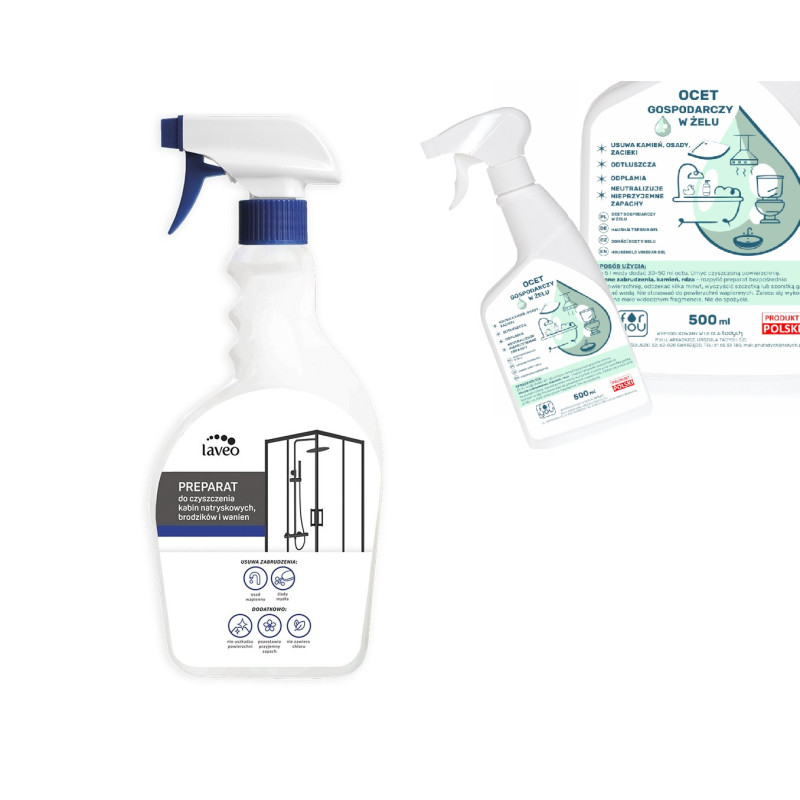 Laveo Czystość Perfect: Zestaw do Kabin i Wanien z Gratisowym Octem w Żelu