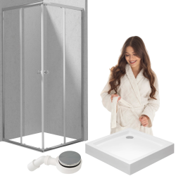 Niezawodny Zestaw Prysznicowy 90cm Cilantro z Chromowaną Kabiną i Brodzikiem Patio