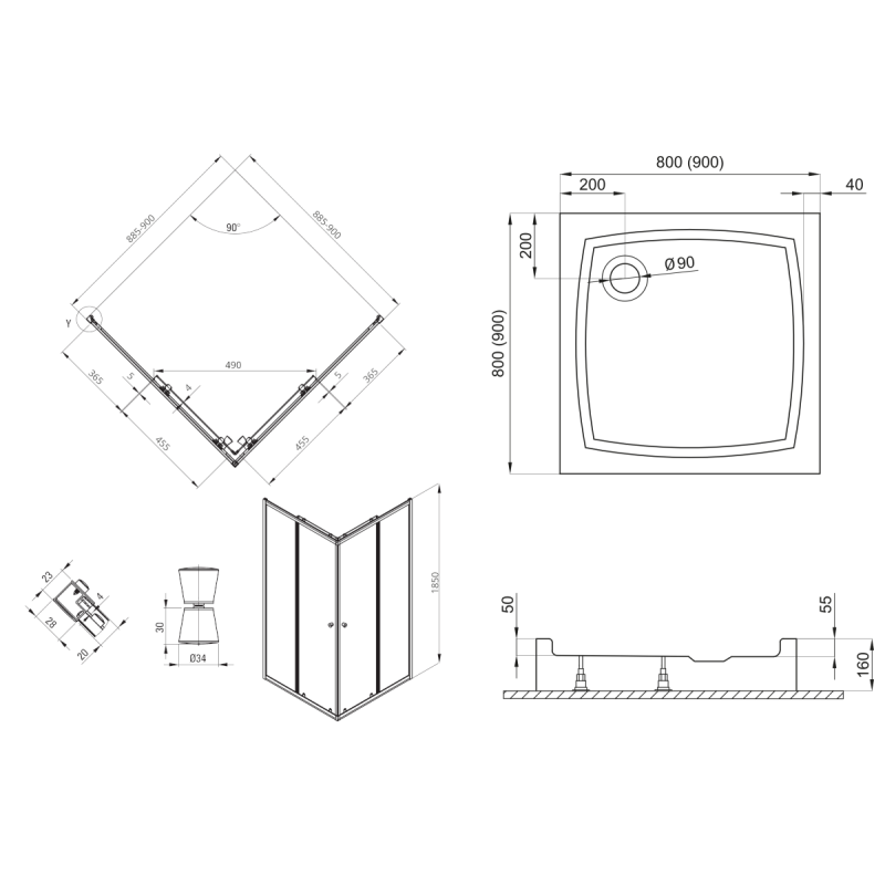 Niezawodny Zestaw Prysznicowy 90cm Cilantro z Chromowaną Kabiną i Brodzikiem Patio