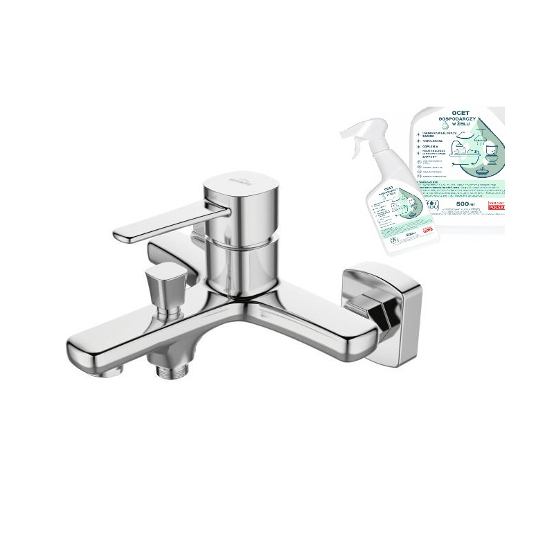 Glamour Chromowana Bateria Wannowa Invena + Ekologiczny Żel Ocet do Czyszczenia