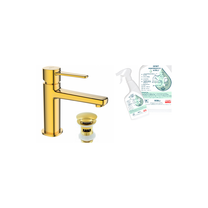 Bateria umywalkowa GLAMOUR gold - wnętrzarska perełka z gratisowym octem żelowym