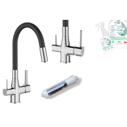 Innowacyjna Bateria Invena GLAMOUR z Filtracją Wody, Chrom & Czarna, GRATIS Ekologiczny Ocet w Żelu