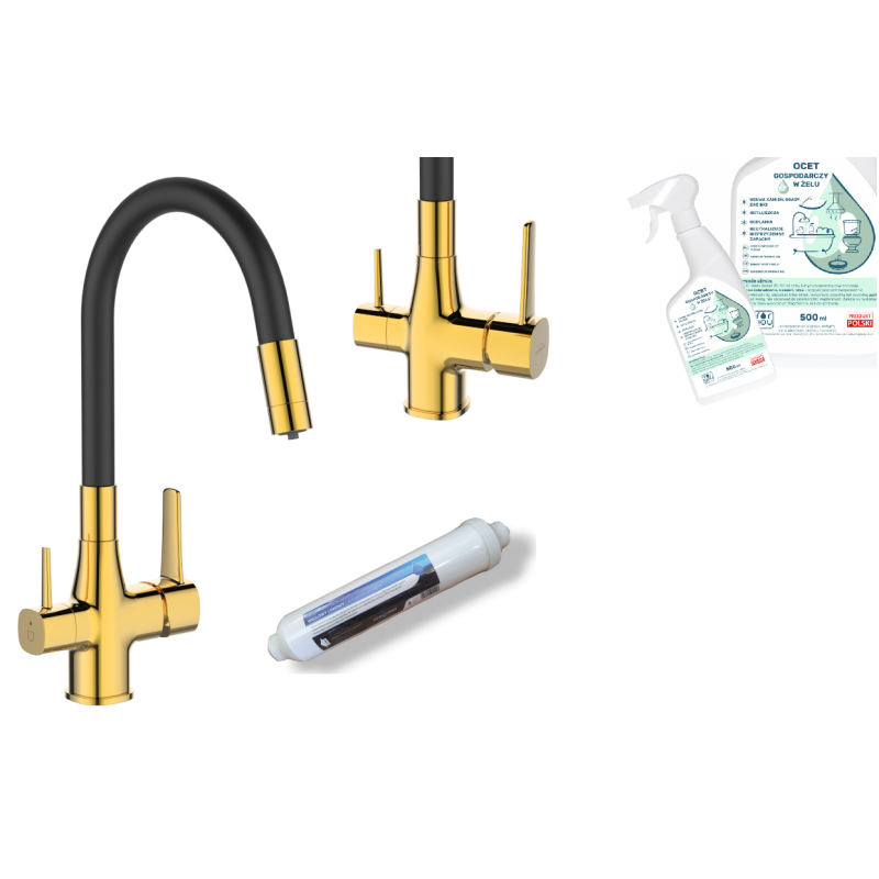 Invena GLAMOUR - Ekologiczna złota bateria z elastyczną wylewką i filtracją węglową!