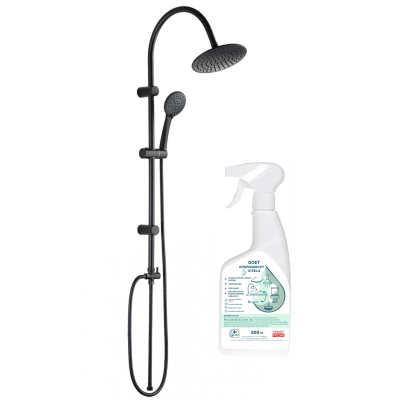 Nowoczesna Kolumna Natryskowa Ondo Czarna z Deszczownicą Ø200 mm + Ocet Gospodarczy Gratis
