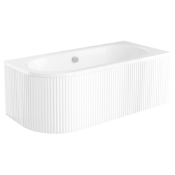 Elegancka Wanna Besco Avita 150x75 cm z Białą Ryflowaną Obudową i Syfonem