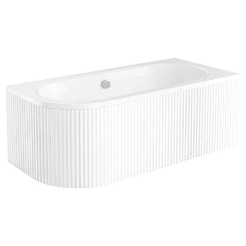 Elegancka Wanna Besco Avita 150x75 cm z Białą Ryflowaną Obudową i Syfonem