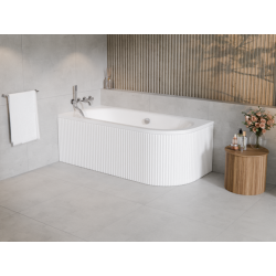 Elegancka Wanna Besco Avita 170x75 Lewa z Ryflowaną Obudową i Automatycznym Syfonem