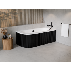 Stylowa wanna Avita Besco 150x75 z czarną ryflowaną obudową i zestawem montażowym